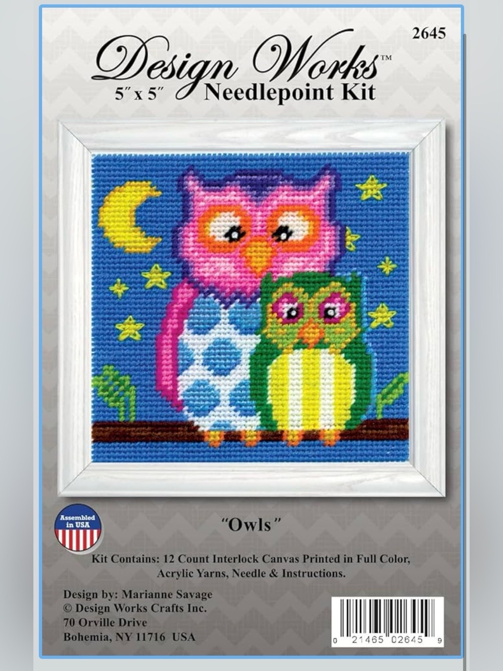 Design Works Needlepoint Kit - Colorful Owl Duo (NWT)